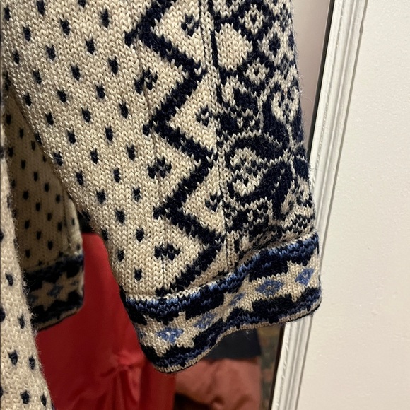 Men's Navy and Cream Norwegian Patterned Sweater / Vintage - Picture 5 of 12